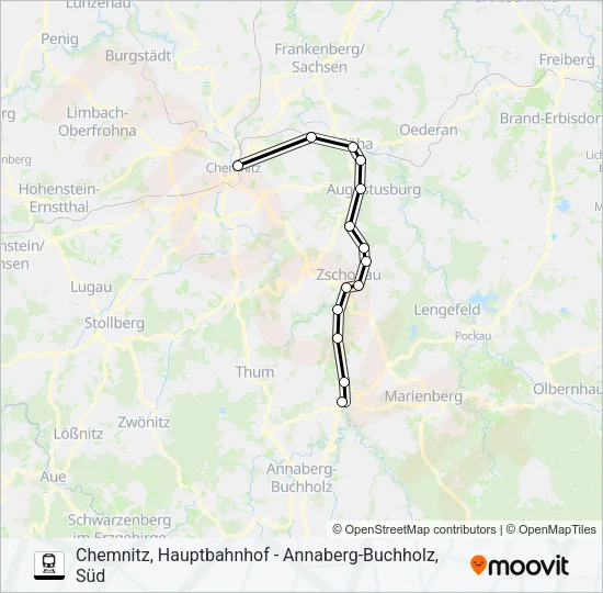 Поезд RB80: карта маршрута