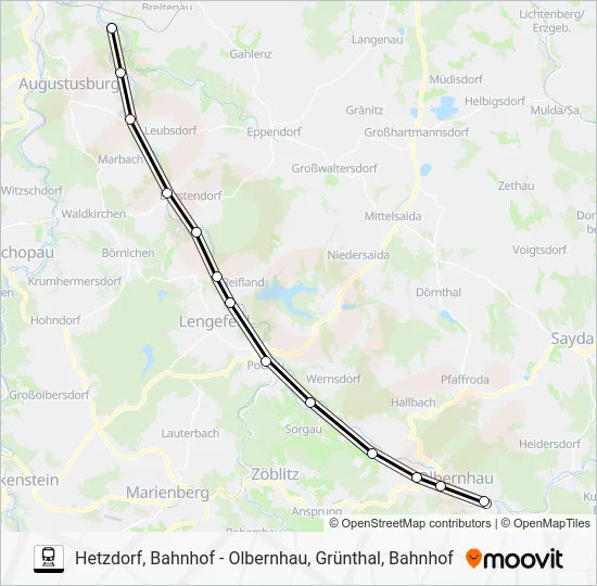 Поезд RB81: карта маршрута