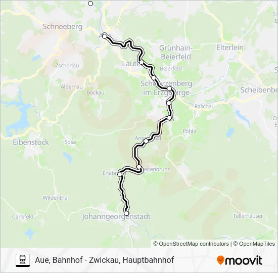 Поезд RB95: карта маршрута