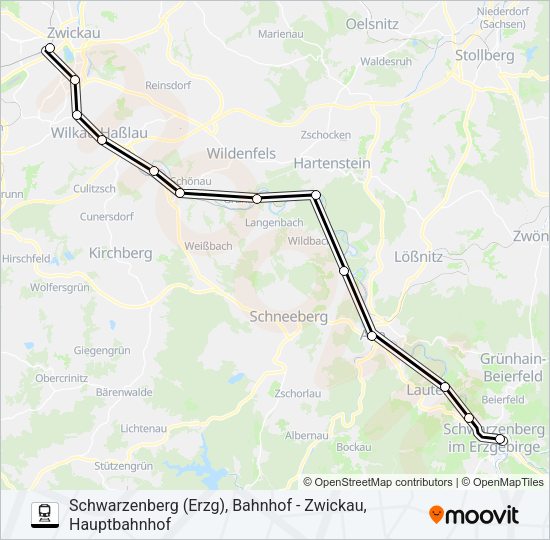 Поезд RB95: карта маршрута