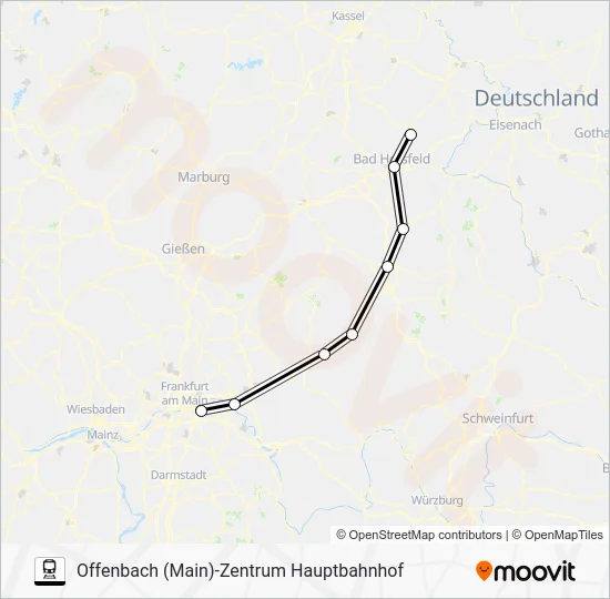 Поезд RE5: карта маршрута