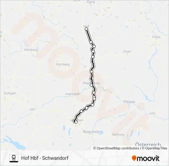 Поезд RE2: карта маршрута
