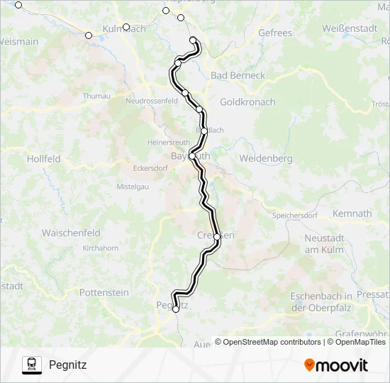 Поезд RE32: карта маршрута