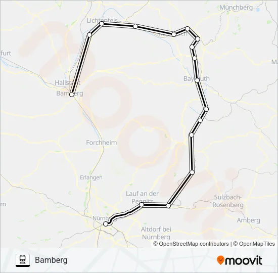Поезд RE32: карта маршрута