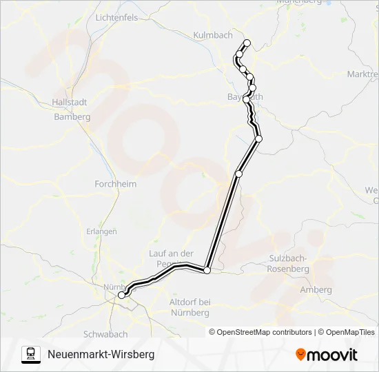 Поезд RE38: карта маршрута
