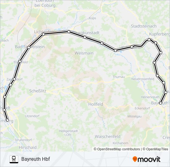 Поезд RB24: карта маршрута