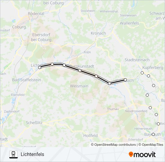 Поезд RB24: карта маршрута