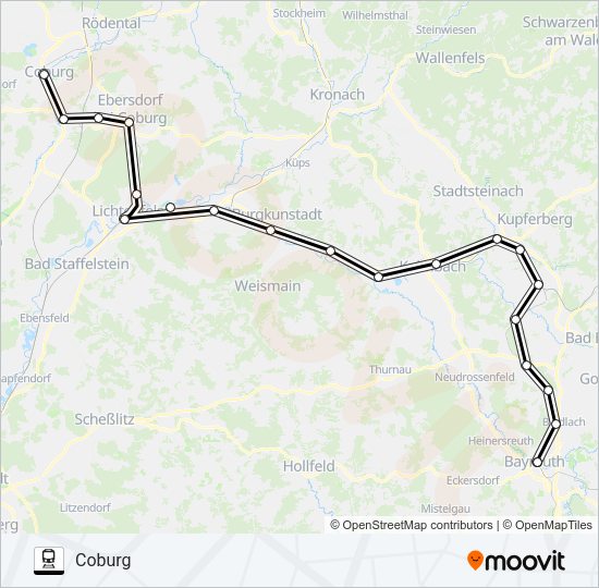 Поезд RB24: карта маршрута