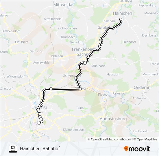Поезд C15: карта маршрута