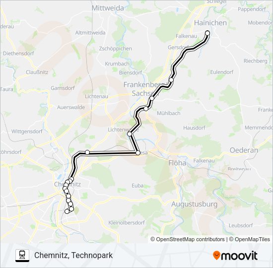 Поезд C15: карта маршрута