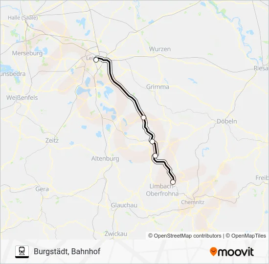 Поезд RE6: карта маршрута