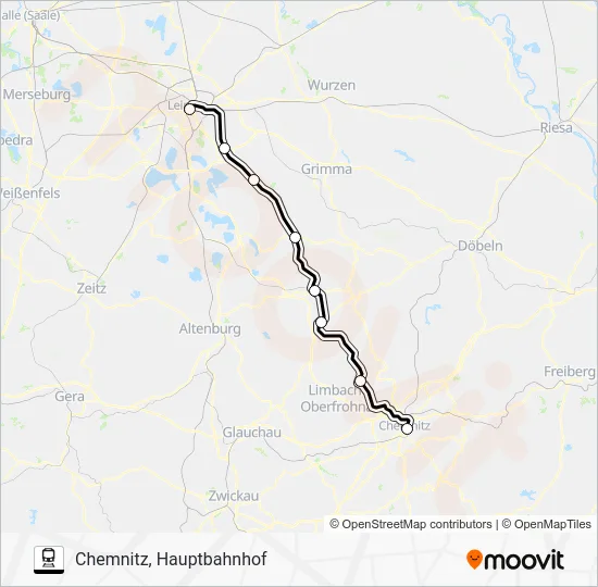 Поезд RE6: карта маршрута