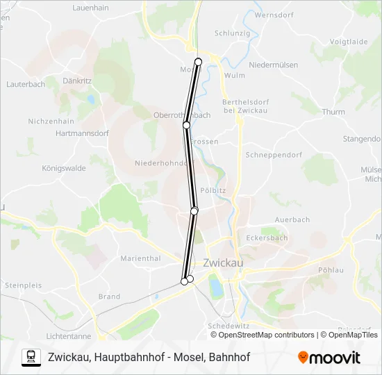 Поезд RB30: карта маршрута