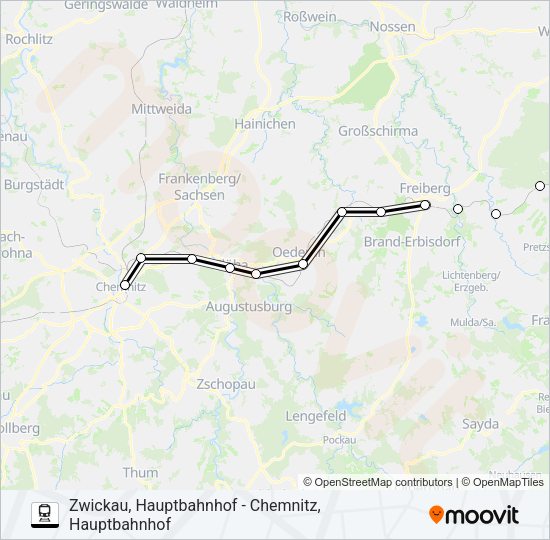 Поезд RB30: карта маршрута