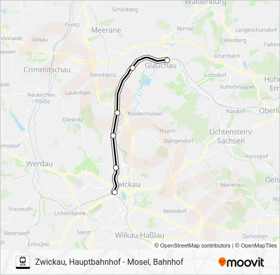Поезд RB30: карта маршрута