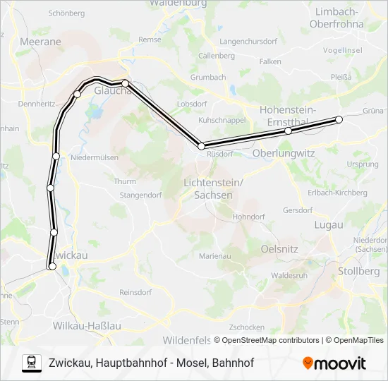 Поезд RB30: карта маршрута