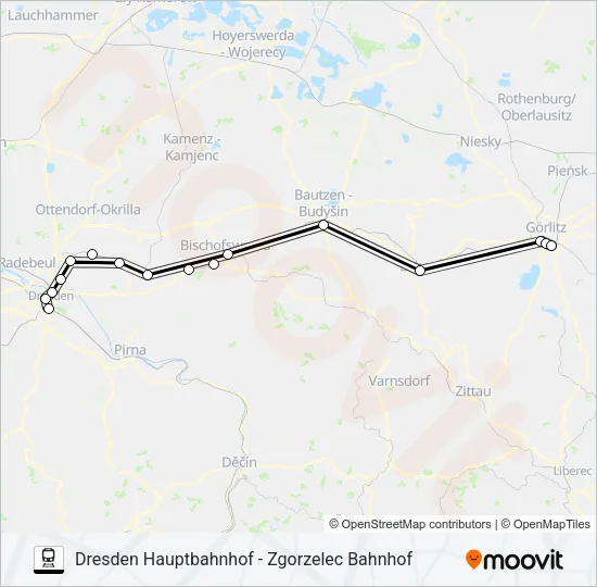 Поезд RE1: карта маршрута