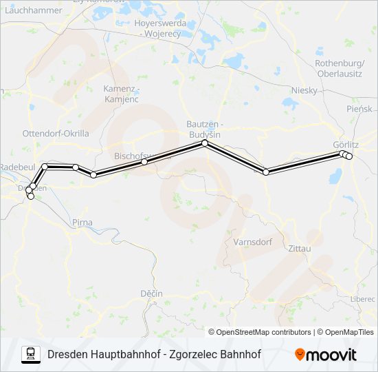 Поезд RE1: карта маршрута
