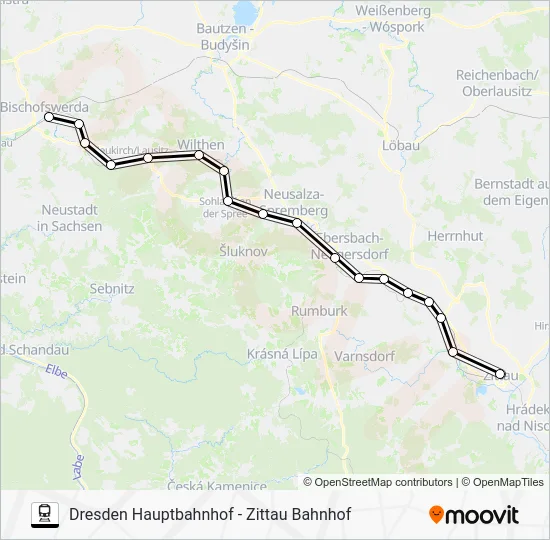 Поезд RE2: карта маршрута