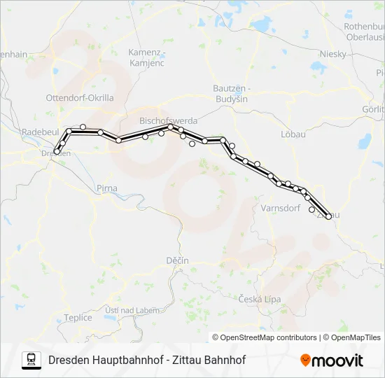 Поезд RE2: карта маршрута