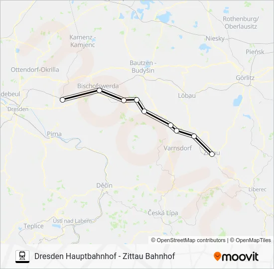 Поезд RE2: карта маршрута