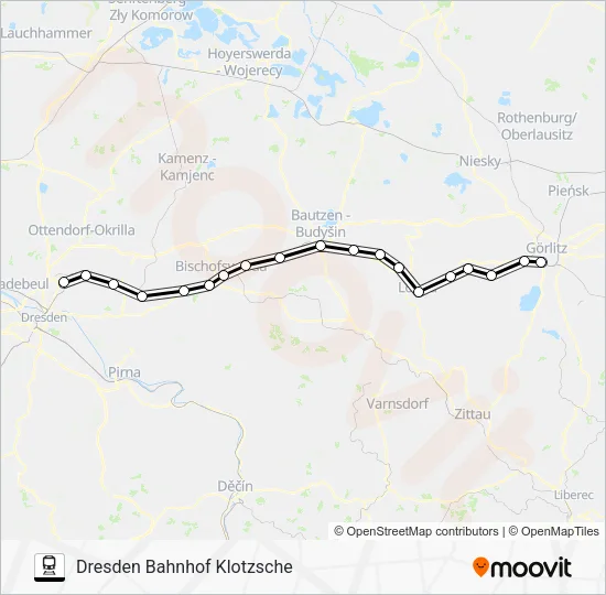 Поезд RB60: карта маршрута