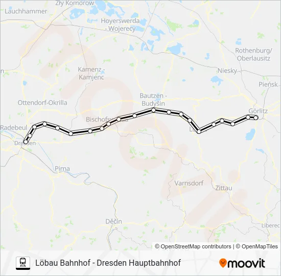Поезд RB60: карта маршрута