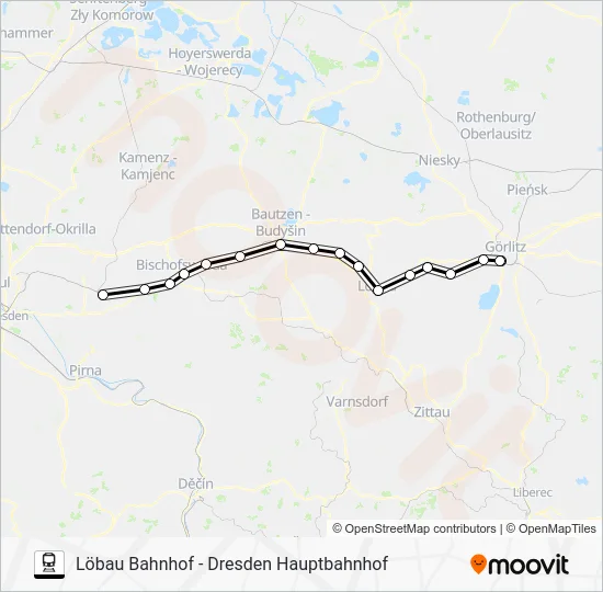Поезд RB60: карта маршрута