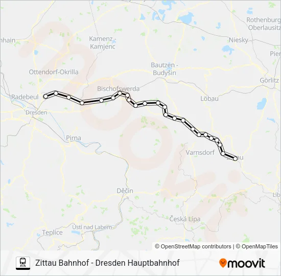 Поезд RB61: карта маршрута