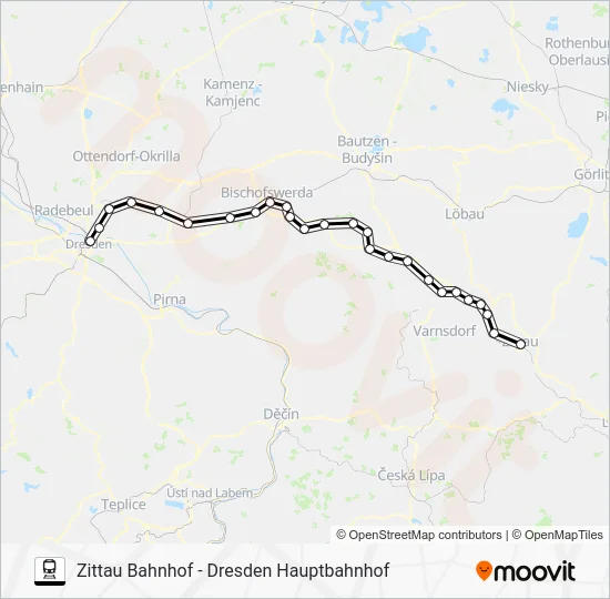 Поезд RB61: карта маршрута