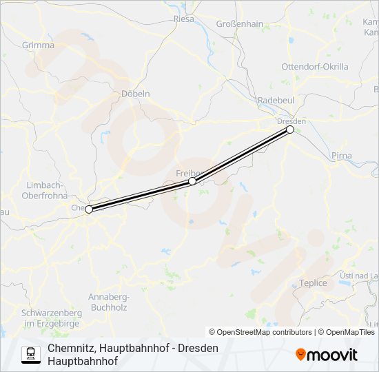 Поезд RE17: карта маршрута
