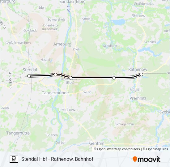 Поезд RB34: карта маршрута