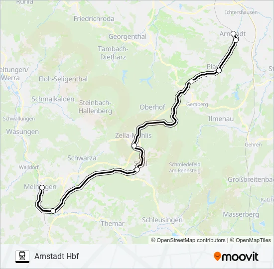 Поезд RE50: карта маршрута