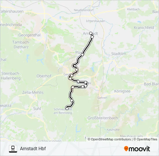 Поезд RB46: карта маршрута