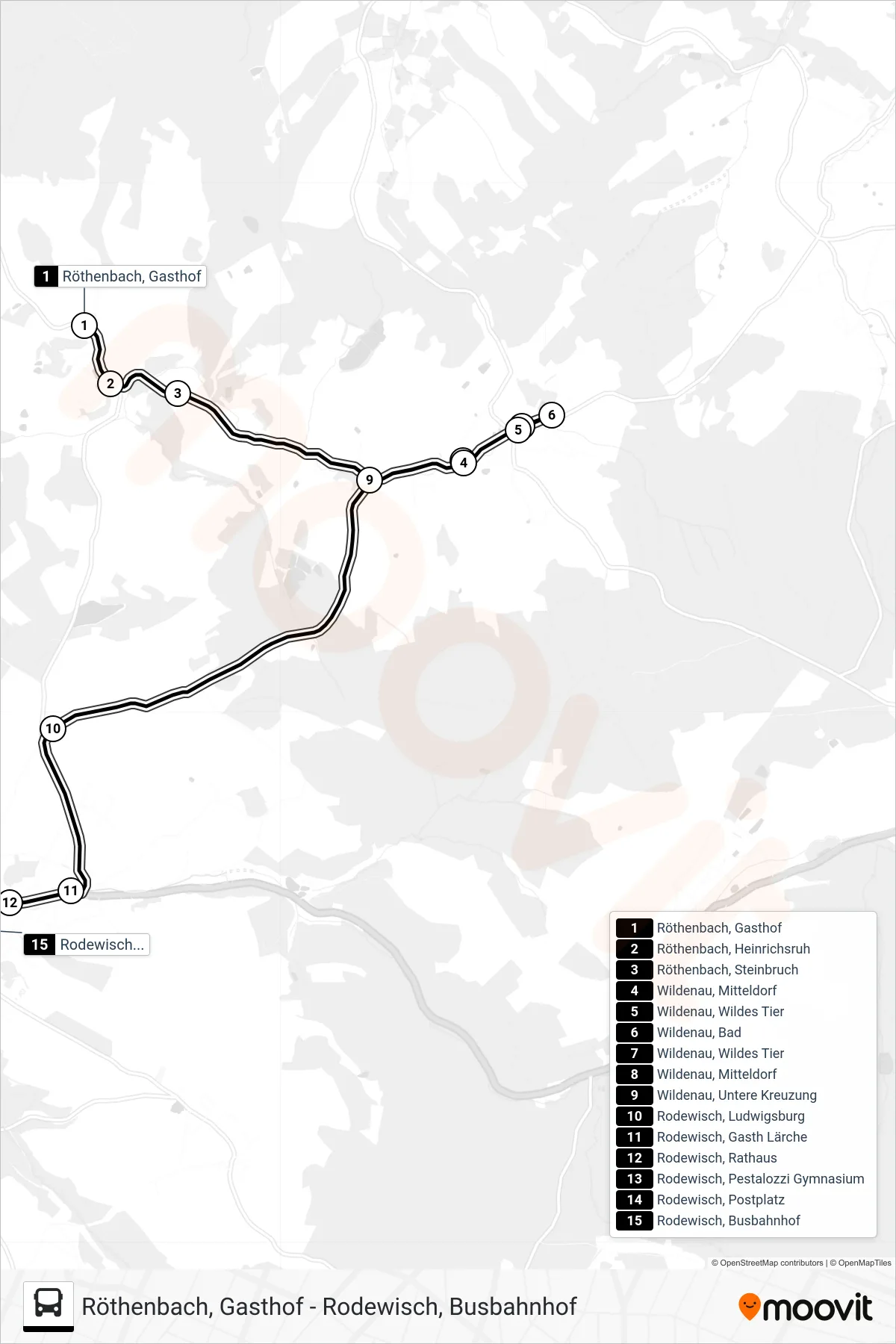 Linie 65 (Bus) Richtung Rodewisch|Busbahnhof: Route und Haltestellen auf der Karte
