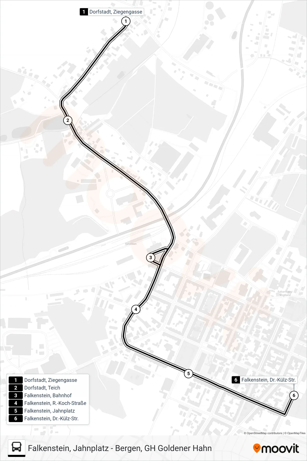 71 bus Line (Falkenstein|Dr.-Külz-Str.) route and stops on a map