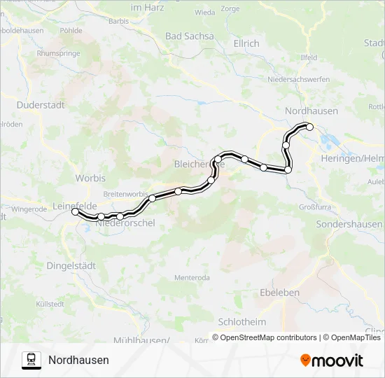 Поезд RE8: карта маршрута
