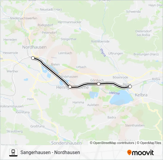 Поезд RE8: карта маршрута