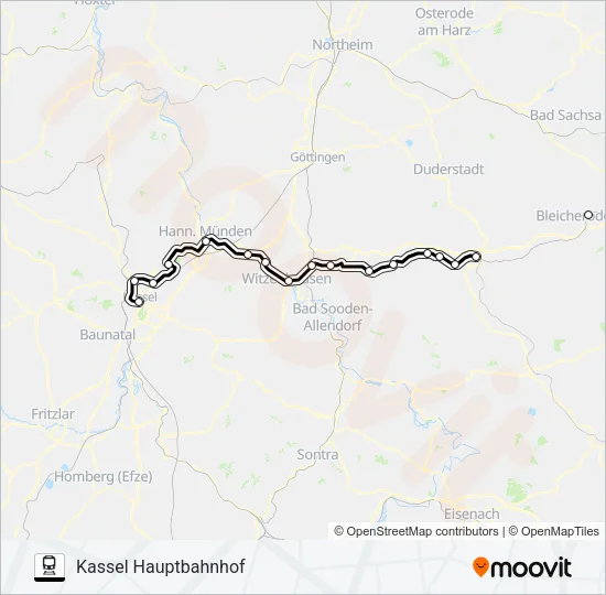 RE9 Train Line Map