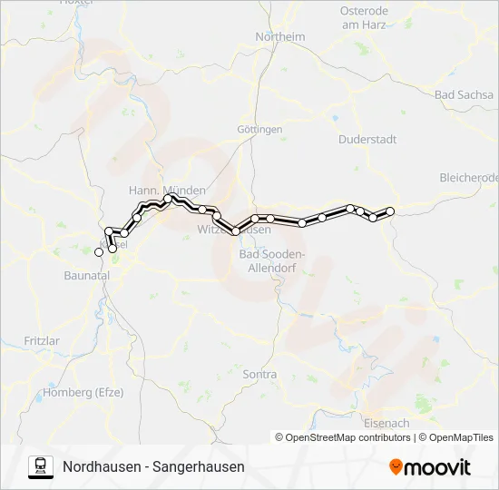 Поезд RE9: карта маршрута
