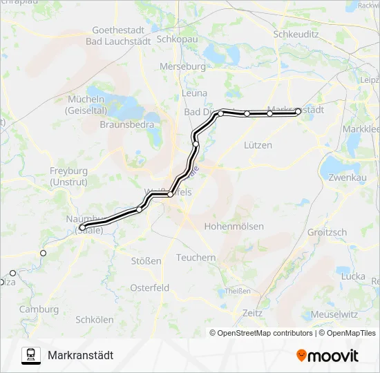 Поезд RB20: карта маршрута