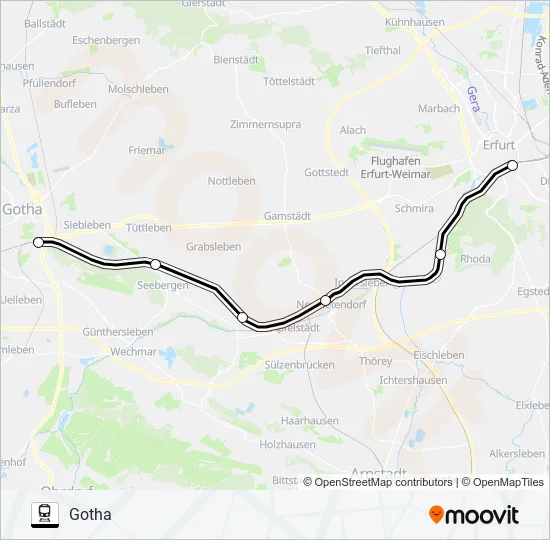 Поезд RB20: карта маршрута