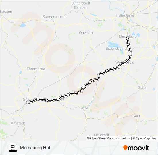 Поезд RB20: карта маршрута