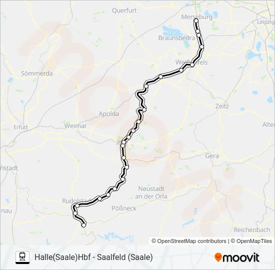 Поезд RB25: карта маршрута