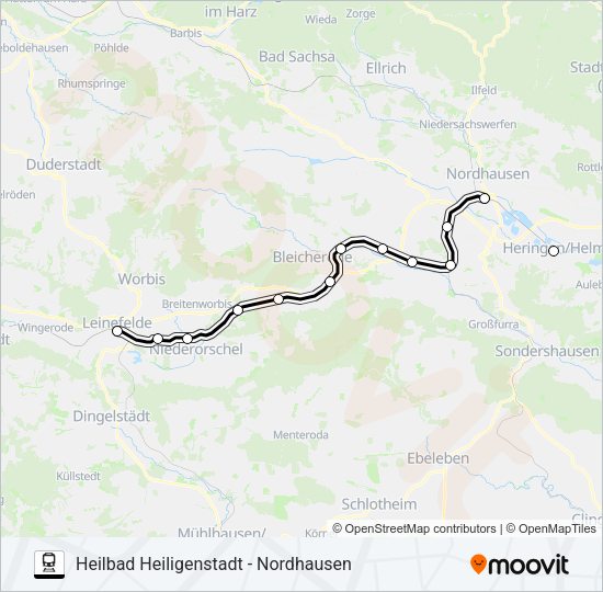 Поезд RB57: карта маршрута