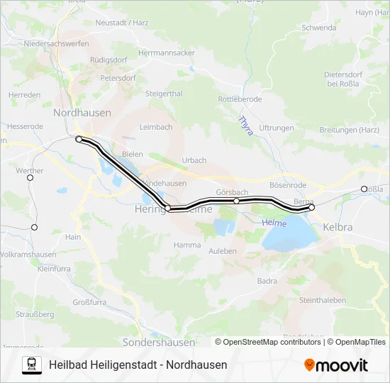 Поезд RB57: карта маршрута