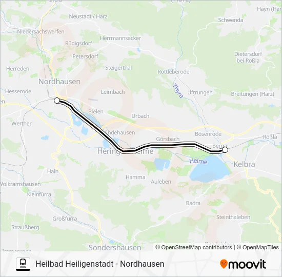 Поезд RB57: карта маршрута