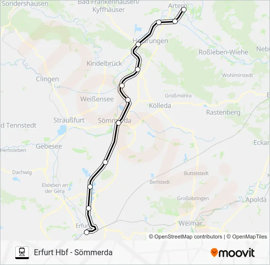Поезд RB59: карта маршрута