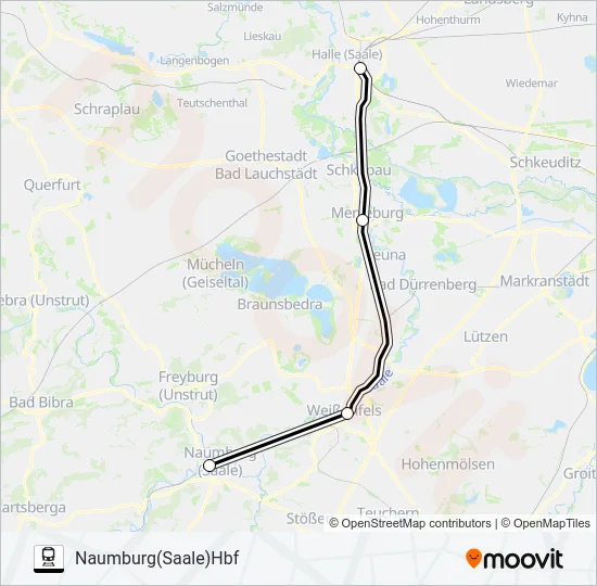 Поезд RB77: карта маршрута
