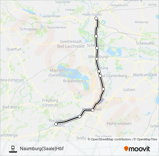 Поезд RE16: карта маршрута